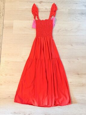 Topshop Red Maxi Dress with Pink Accent Straps